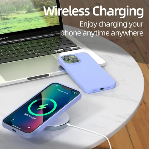 Vista 2 de Funda para iPhone 13, funda de silicona líquida, protección de cuerpo completo de grado militar, forro de microfibra resistente a los arañazos
