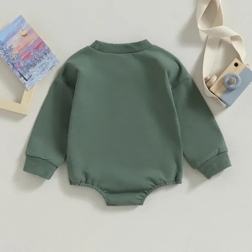 Vista 6 de Hoanselay Mameluco básico de manga larga con bolsillo liso para recién nacido, para otoño