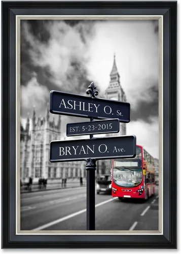Vista 111 de IPIC - Personalized Framed Canvas with Custom Street Sign in Boston Personalized Street Signs with Names, Custom Canvas Print, Boston Sunset