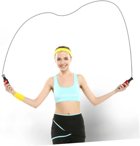 Vista 3 de Holibanna Duplex Bearing Weighted Jump Cord for Adults and Students Fast Rotation Fitness Equipment for Home Gym Outdoor Workout Red