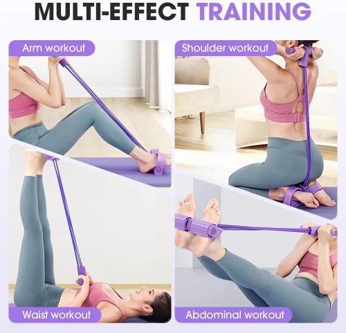 Vista 7 de 21 bandas de resistencia de fitness, 4 tubos de pedal de tobillo, bandas de estiramiento para entrenamientos de brazos y piernas, bandas