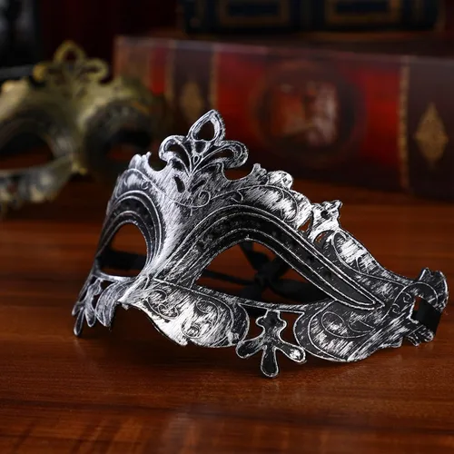 Vista 3 de INOOMP Máscara de Halloween para hombre, 8 unidades, máscara facial de luchador para fiesta de baile, Halloween, máscara vintage griega romana