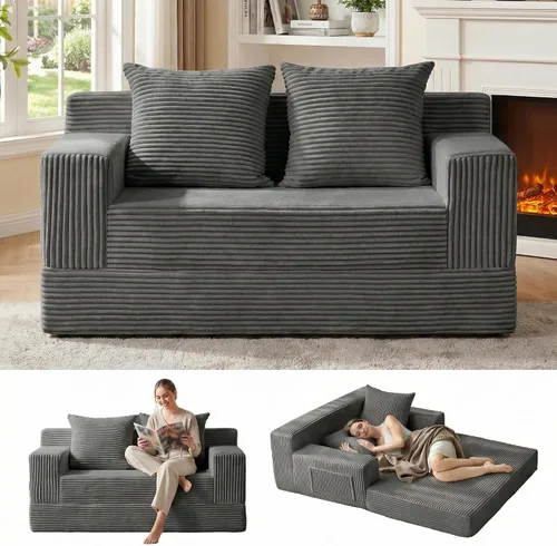 Vista 13 de Sofá cama convertible sin hueso de gran tamaño, sofá cama futón plegable, sofá cama tamaño Queen, sofá plegable sin hueso, sofá cama extraíble