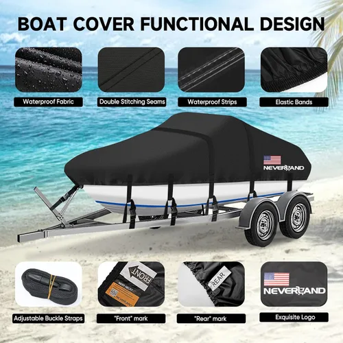 Vista 3 de Cubierta para barco 17-19 pies Fundas impermeables para barco Compatibles con bass, V-Hull y Tri-Hull, pesca y esquí, Runabout Bowrider, 17' 18' 19