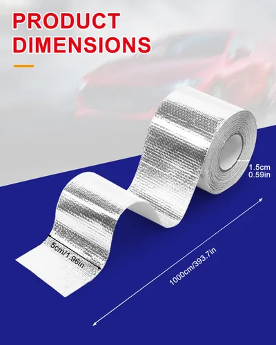 Vista 2 de Cinta de aluminio con protección contra el calor, cinta reflectante autoadhesiva de plata para conductos, salida del secador, HVAC, manguera y uso 2