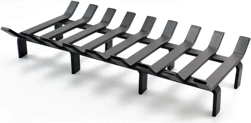 Vista 6 de Rejilla de leña para chimenea de acero sólido resistente, soporte para estufa de leña, 13 x 10 x 4 pulgadas