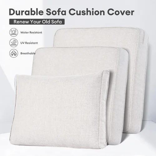 Vista 3 de ovios Fundas de cojín de patio, funda de cojín impermeable para muebles de exterior, sofá, sofá otomano, funda de cojín con cremallera