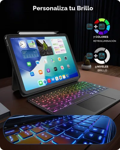 Vista 5 de Funda transparente con teclado para iPad A16 de 11ª/10ª generación Negro
