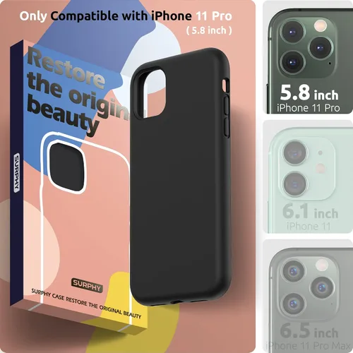 Vista 2 de SURPHY Funda compatible con iPhone 11 Pro Max de 6.5 pulgadas, funda gruesa de silicona líquida (con forro de microfibra) para iPhone 11 Pro Max
