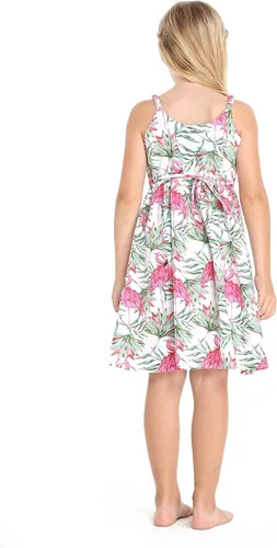 Vista 2 de Hecho en Hawaii Luau Vestido con tirantes elásticos en crema flamenco