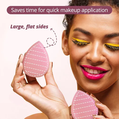 Vista 8 de BEAKEY Juego de 2 esponjas de maquillaje patentadas triangulares de 12 piezas y Flat Duo