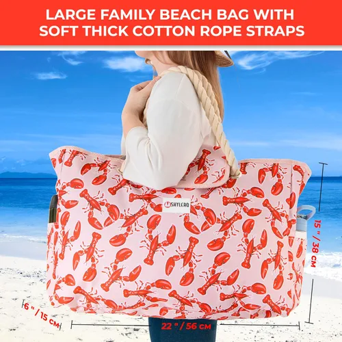 Vista 2 de SHYLERO La bolsa de playa y la bolsa de piscina tiene bolsa hermética, cierre magnético a presión. La bolsa de playa es repelente al agua.