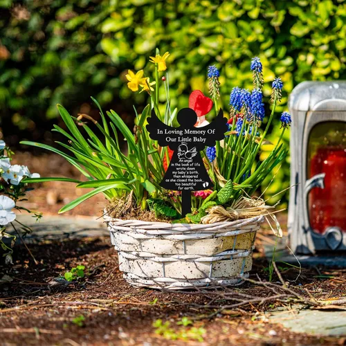 Vista 6 de Roowest Angel Baby Memorial Grave Stake in Loving Memory Grave Marker Decoraciones Condolencias Recuerdo Regalos conmemorativos para cementerio al