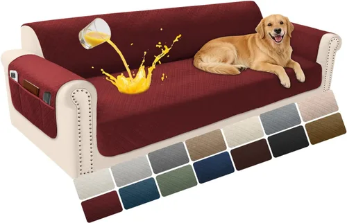 Vista 11 de Fundas de terciopelo 100% impermeables para sofá biplaza, fundas lavables para sofá de 2 plazas, fundas de sofá aptas para mascotas, protector