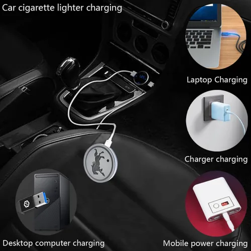 Vista 5 de 2 piezas de luces LED para portavasos de coche, almohadillas luminiscentes de 7 colores, posavasos de coche con carga USB, almohadilla luminiscente