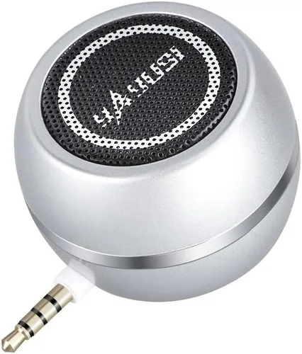Vista 7 de Mini altavoz portátil con conector de entrada auxiliar de 0.138 in, altavoz de línea de teléfono móvil de 3 W para iPhone, iPad, iPod, tableta, Oro