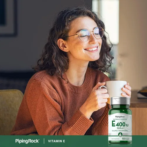 Vista 6 de Piping Rock Vitamina E 400 UI cápsulas de cápsulas blandas 268mg 100 pastillas D-Alpha Tocoferol Suplemento sin OMG, sin gluten