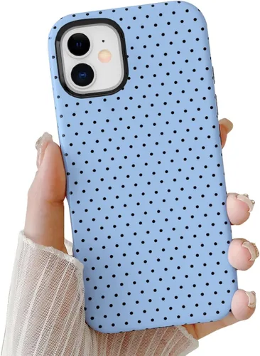 Vista 17 de Compatible con iPhone SE/8/7 Funda Linda para Celular, Diseño de Patrón Estético de Puntos, Funda Protectora Antiarañazos de 2 Capas Híbridas a Azul