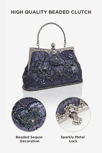 Vista 2 de BABEYOND Bolsos de mano de noche para mujer, accesorios vintage para bolso de noche para mujer, Gatsby de los años 20 con cuentas de lentejuelas