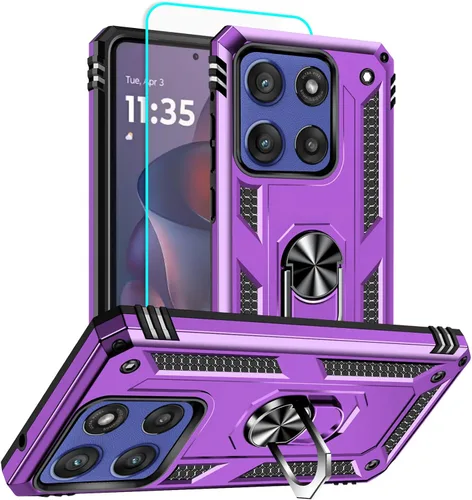 Vista 43 de HNHYGETE Funda para Motorola Edge 2025 con protector de pantalla: soporte giratorio de grado 360° (antideslizante) protección contra caídas y golpes