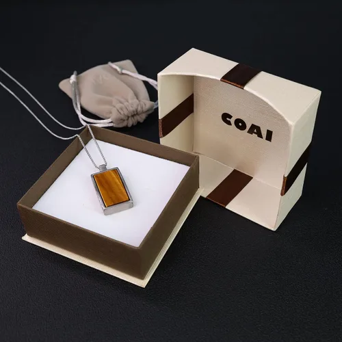 Vista 6 de COAI Collar con colgante de piedra rectangular para hombre