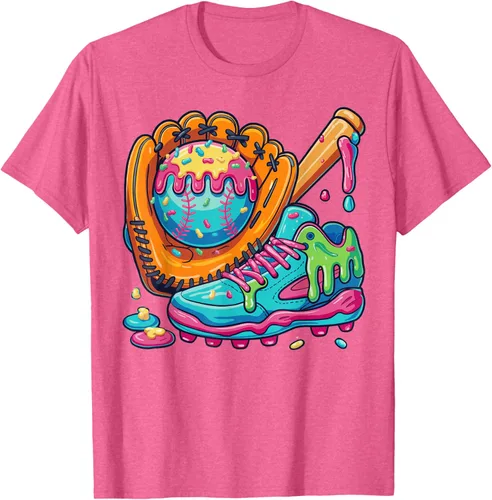 Vista 9 de Ice Cream Drip Baseball Stuff Baseball Drip For Boys Youth T-Shirt, Negro -, Pequeña