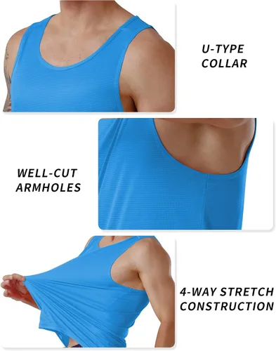 Vista 5 de CQC Camisetas sin mangas para hombre gimnasio entrenamiento correr secado rápido camiseta sin mangas para playa natación muscular atlética