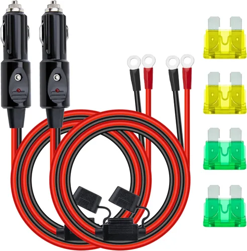 Vista 8 de Enchufe de encendedor de cigarrillos resistente de 12 AWG, cable adaptador de enchufe macho de encendedor de cigarrillos de 10 pies con luces LED