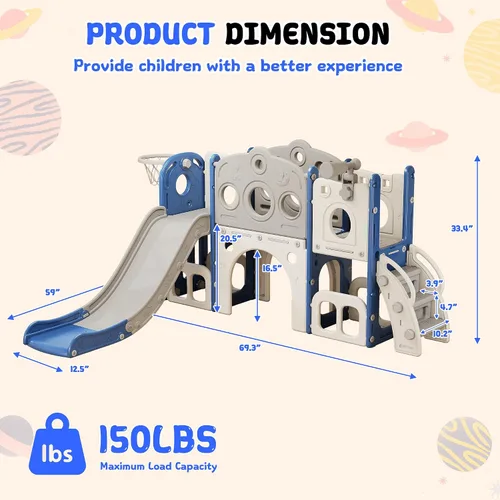 Vista 3 de GITAWUSA Juego de tobogán para niños pequeños 8 en 1, juego de juego para interiores y exteriores para niños de 1, 2 y 3 años, tobogán para escalar