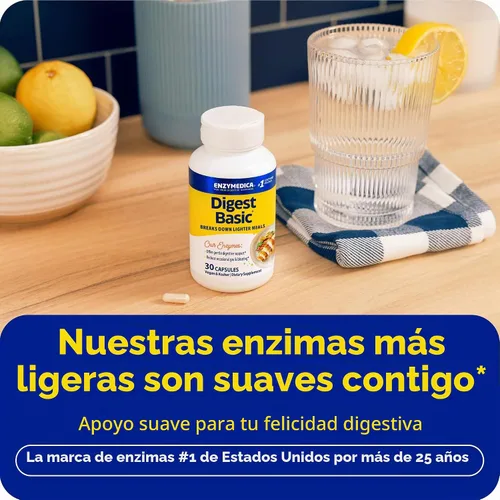 Vista 3 de Enzymedica Cápsulas básicas para digestión, 29050, 30, 1, 1 Digestive Enzyme Supplement for Women & Men, Enzyme Capsules for Digestion, Gut Health
