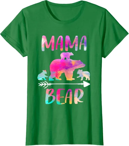 Vista 34 de Bear Matching Family Outfits, Funny Mama Bear Three Cubs T-Shirt Negro