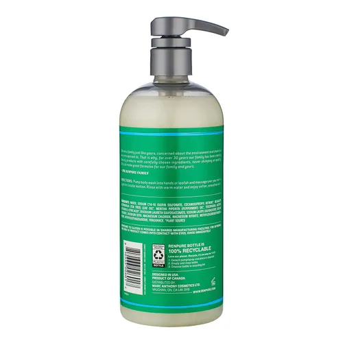 Vista 5 de Renpure Aceite esencial de árbol de té original y menta hidratante con bomba - para piel seca sensible y poros descongestionables - Gel de baño sin