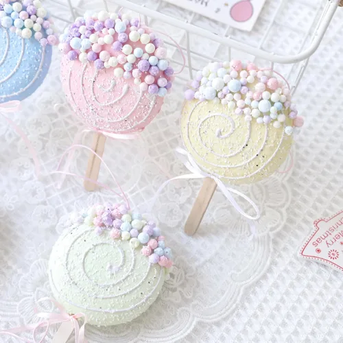 Vista 3 de Adornos de piruleta de Navidad 6 piezas, juego de adornos para árbol de Navidad de color pastel, adornos de caramelo para colgar en el árbol