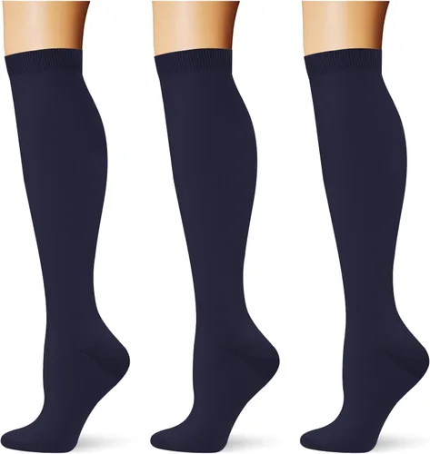 Vista 9 de (3 pares) Calcetines de compresión 20-30 mmHg, calcetines largos hasta la rodilla para mujeres y hombres, soporte atlético, para viajes y uso diario