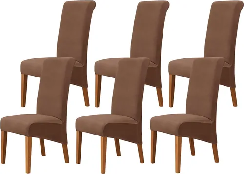 Vista 68 de Juego de 2 fundas de terciopelo para sillas de comedor, color beige, fundas elásticas para sillas de comedor y cocina, reutilizables, protector