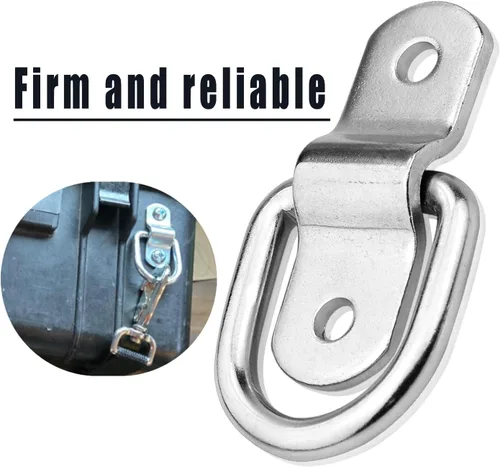 Vista 4 de Anclaje de amarre de anillo en D de 1/4 pulgadas con tornillos de soporte de montaje compatibles para cargas en barcos, remolques, camionetas