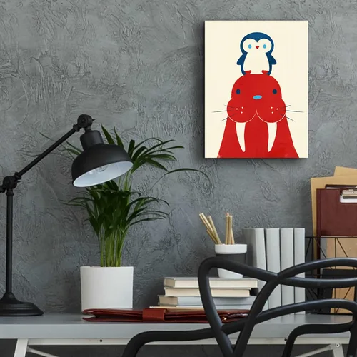 Vista 7 de Epic Art 'Pingüino y morsa' de Jay Fleck, arte de pared de vidrio acrílico, 12 x 16 pulgadas