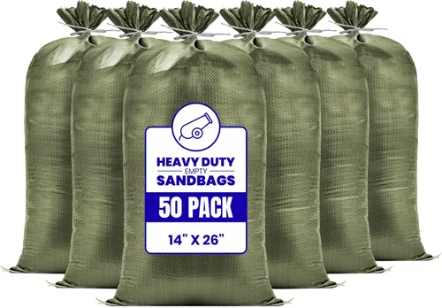 Vista 27 de Bolsas de arena resistentes para inundaciones, bolsas de arena vacías con cuerdas de amarre, protección UV 1600 horas, control de inundaciones, 14 x