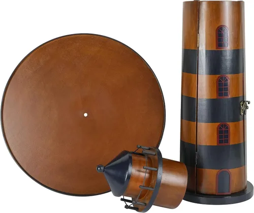 Vista 5 de SAILINGSTORY - Mesa auxiliar redonda náutica de madera, mesa auxiliar costera con almacenamiento