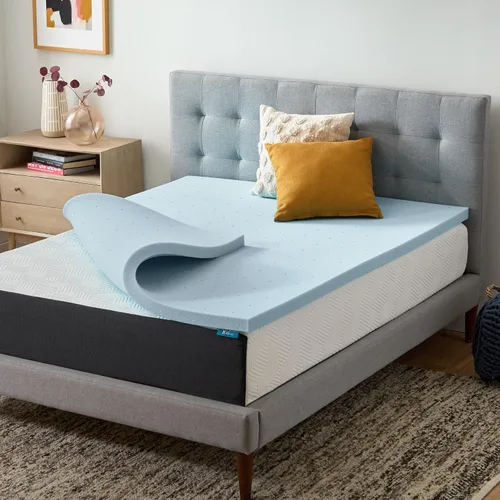 Vista 7 de Lucid Cubrecolchón de espuma viscoelástica con infusión de carbón de bambú de 2 pulgadas - Tamaño Twin - Control de humedad y olor - Ventilado