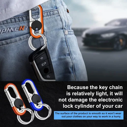 Vista 6 de 2 llaveros de coche para hombre, llavero de automóvil personalizado para hombres y mujeres, clips y anillos de metal resistente antipérdida