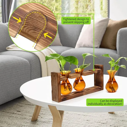 Vista 5 de Estación de Propagación de Plantas Terrario de Plantas Regalos Únicos de Cumpleaños para Mujeres Decoración para Hogar y Oficina Maceta con Soporte