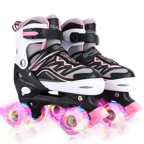 Vista 13 de Patines en línea ajustables para niñas y mujeres, todas las 8 ruedas de los patines de niña brillan, iluminación segura y divertida para niños