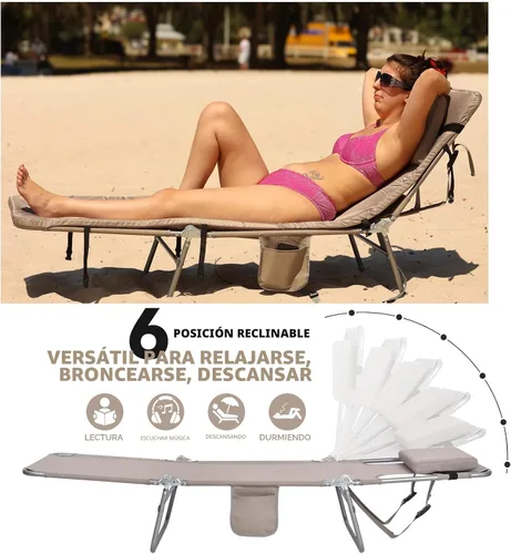 Vista 6 de Mochila cómoda 3 en 1 para mujer, silla de bronceado para playa, con cojín, agujero para la cara, más suave, acolchada, ajustable, lavable, silla