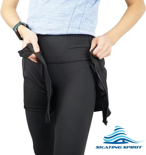 Vista 6 de Skating Spirit Pantalones cortos acolchados con cremallera y cremallera, pantalones de protección para el coxis, cadera y glúteos, para patinaje