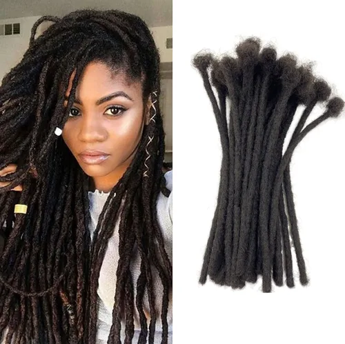 Vista 14 de Extensiones de cabello humano Loc de 0.2cm de ancho, 4 pulgadas, 10 hebras, extensiones de rastas de cabello humano 100% hechas a mano, permanentes