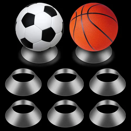 Vista 7 de Blulu Soporte de exhibición de bolas de memoria, 6 unidades, soporte de pedestal para fútbol, baloncesto, fútbol, voleibol, sóftbol, bolos (negro)