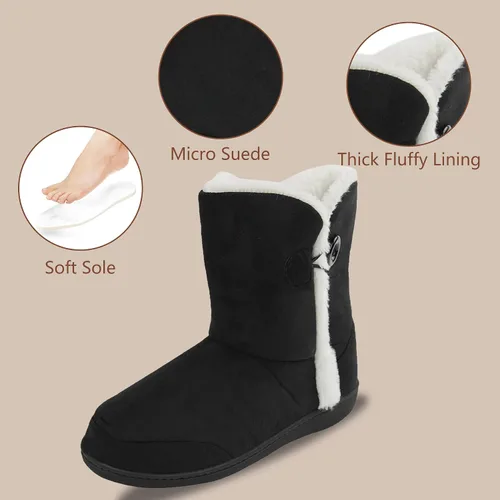 Vista 4 de Pantuflas de invierno cálidas de espuma viscoelástica para mujer