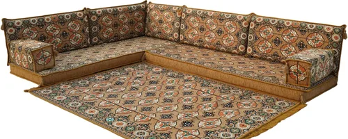 Vista 17 de arabicsofa Juego de Sofá Majlis Árabe de Esquina en Forma de L – Cojín Modular de Piso con Almohadas de Respaldo