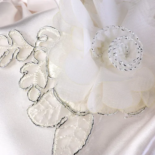 Vista 5 de ULTNICE Bolso de mano con cordón para boda, bolso de satén nupcial, Blanco